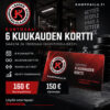 Kuntosali – 6 kuukauden kortti. Lahden Kamppailulajikeskuksen punamusta tuotekuva. Löydä oma tapasi treenata.